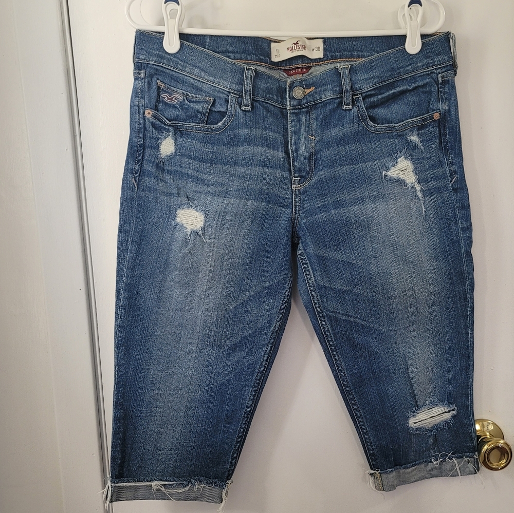 Hollister Blue Distressed Jeans Shorts